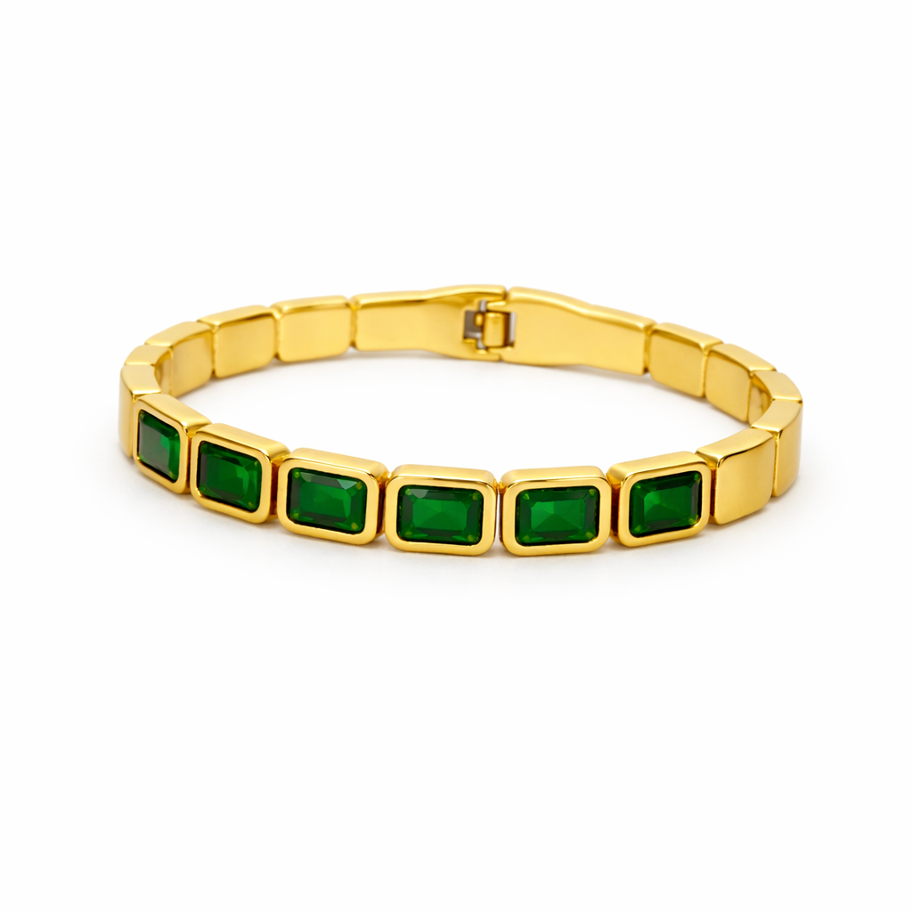 Golden Green Stone Bracelet – Premium Ladies Adjustable Bracelet