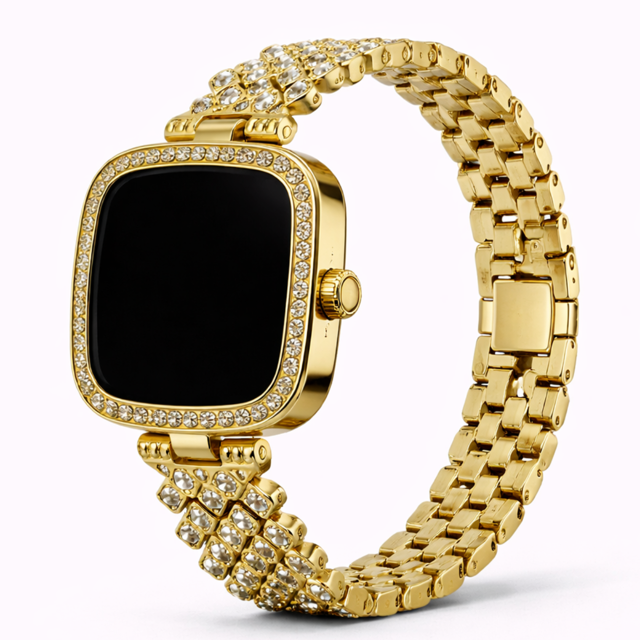 Premium Gold Digital Women Watch with Crystal Bracelet