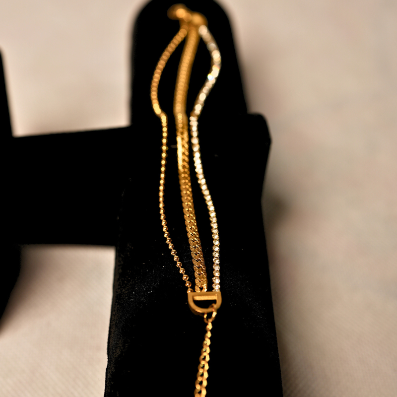 Layered Gold-Plated Bracelet with Crystal Accents