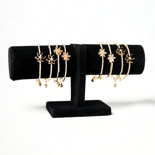 Floral Stone-Studded Bangles – Elegant Gold Plated Pair