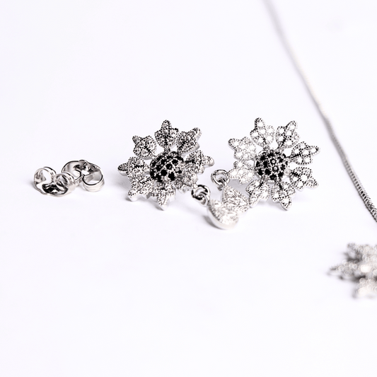 3pcs/set Flower design silver necklace