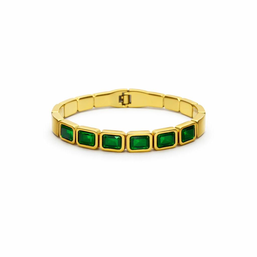 Golden Green Stone Bracelet – Premium Ladies Adjustable Bracelet