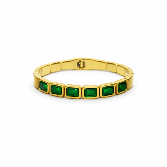 Golden Green Stone Bracelet – Premium Ladies Adjustable Bracelet