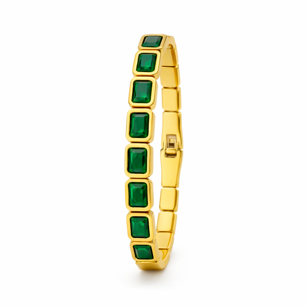 Golden Green Stone Bracelet – Premium Ladies Adjustable Bracelet