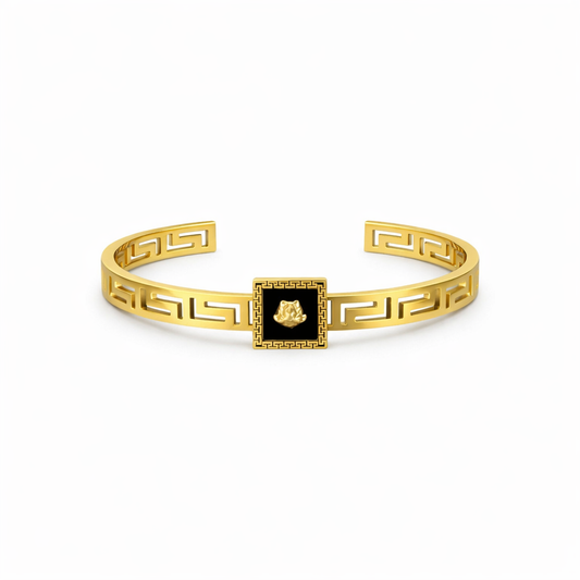 Golden Cuff Bracelet – Black Center Premium Designer Bracelet