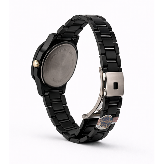 Premium Black Couple Watch Set with Arabic Numbers – His & Her Matching Watches