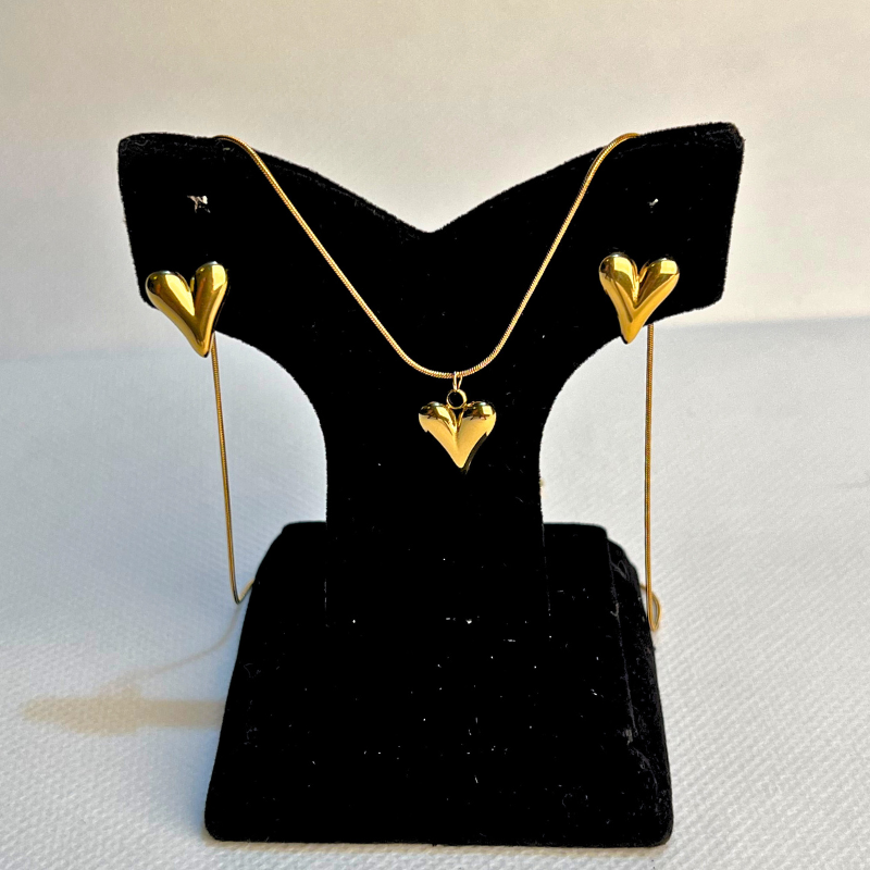 High Quality Golden Minimal Heart Jewellery Set