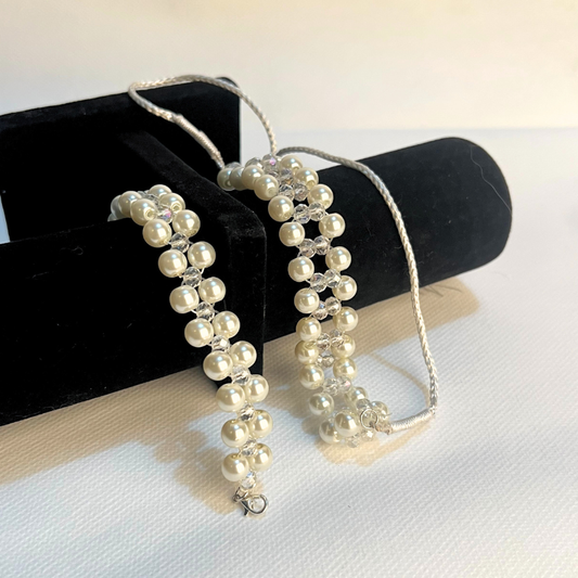 Chand Sa White Pearl & Crystal Set for Mehndi/Mayun