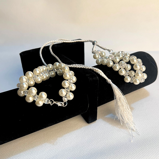 Chand Sa White Pearl & Crystal Set for Mehndi/Mayun