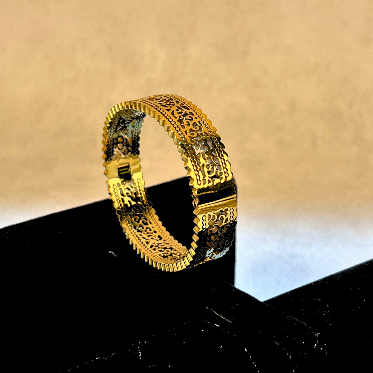 Modern Gold Cuff Bangle | Statement Cut-Work Bracelet