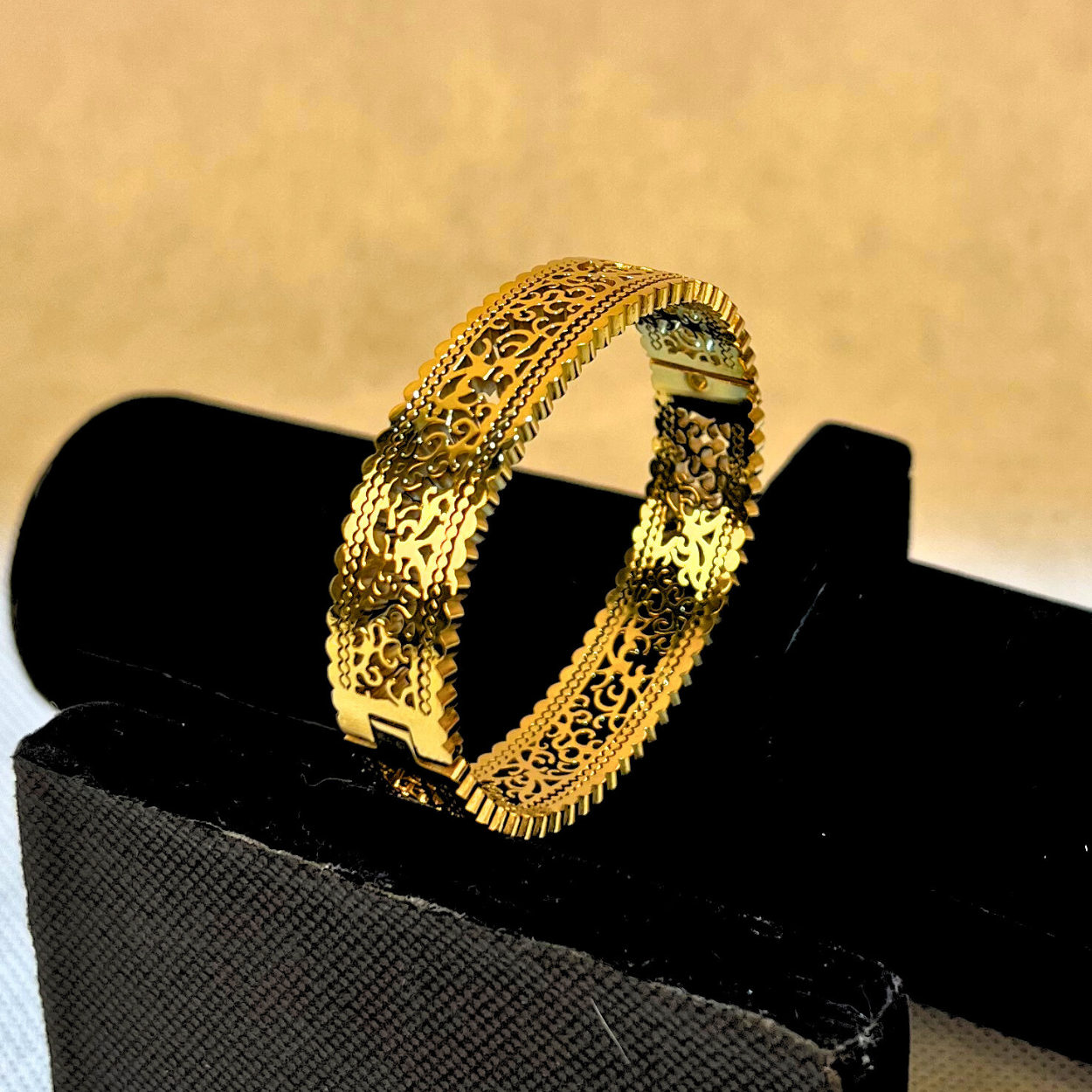 Modern Gold Cuff Bangle | Statement Cut-Work Bracelet