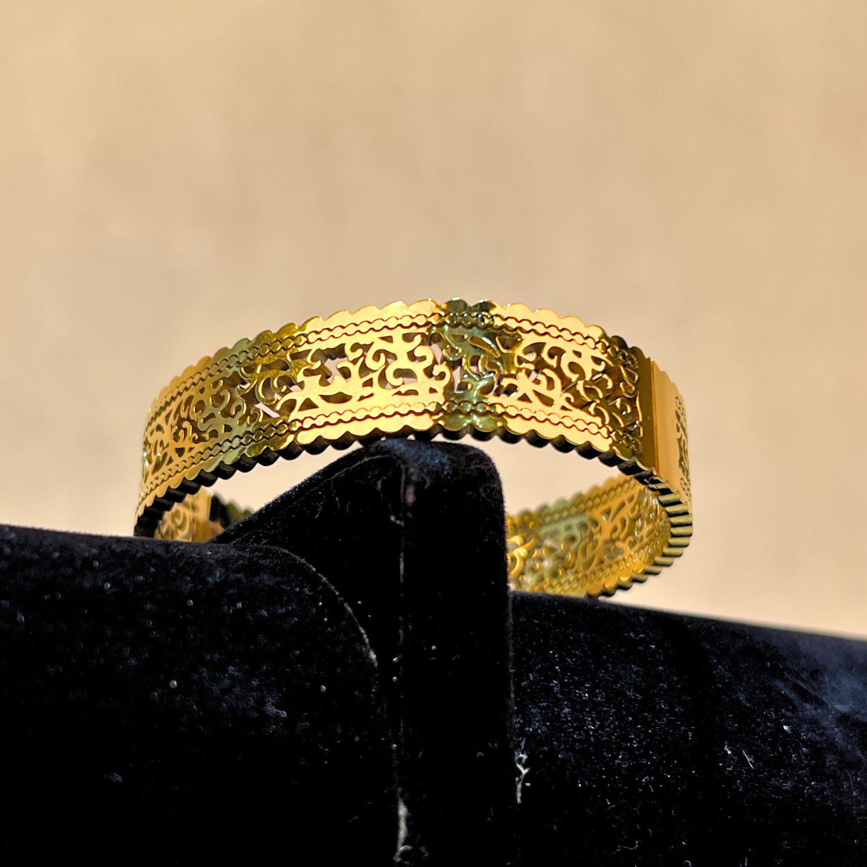 Modern Gold Cuff Bangle | Statement Cut-Work Bracelet