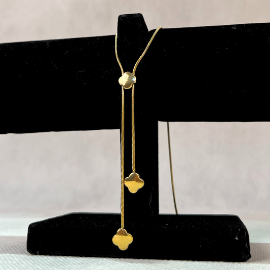 Elegant Gold Drop Necklace with Flower Motifs