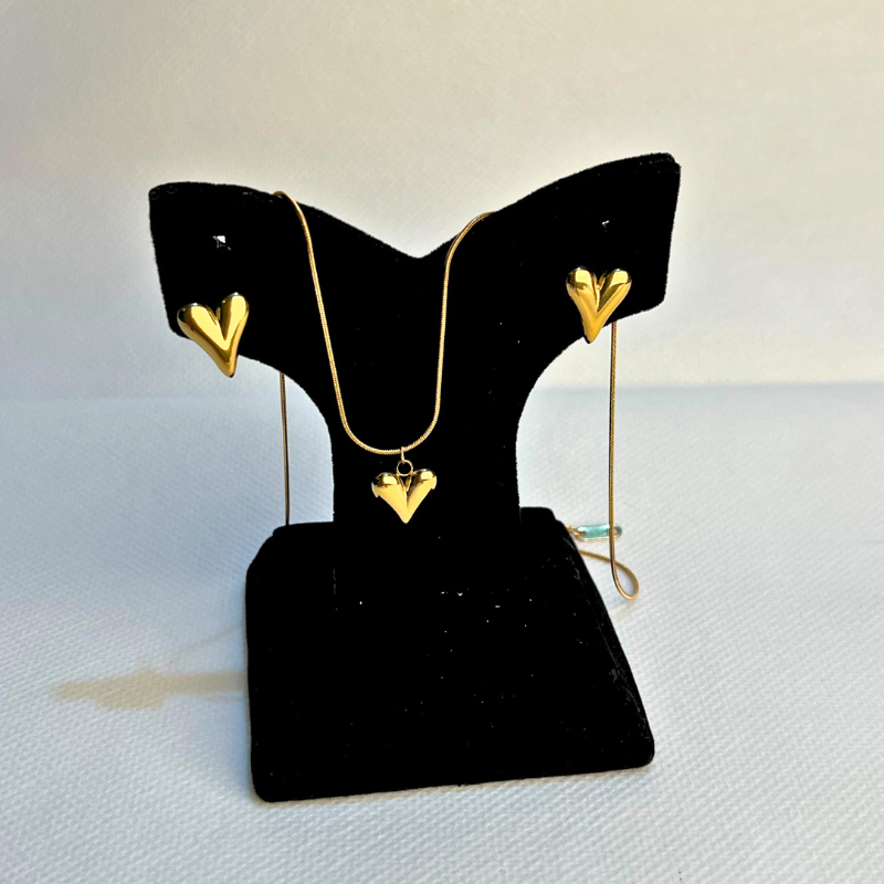 High Quality Golden Minimal Heart Jewellery Set