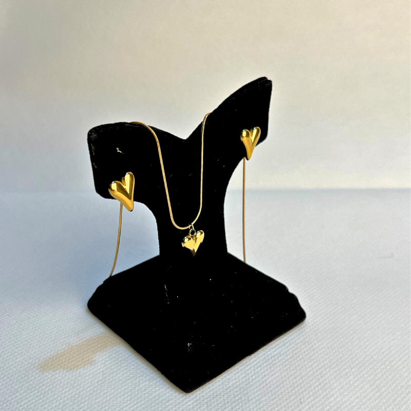 High Quality Golden Minimal Heart Jewellery Set