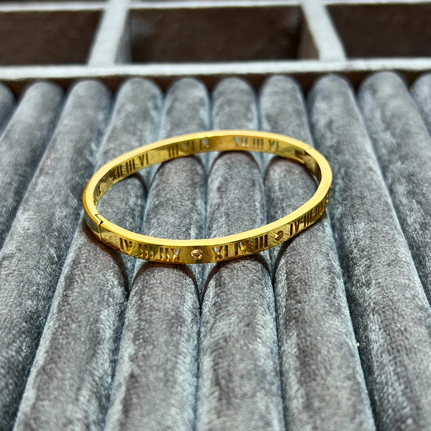 Timeless Roman Numeral Gold Bangle