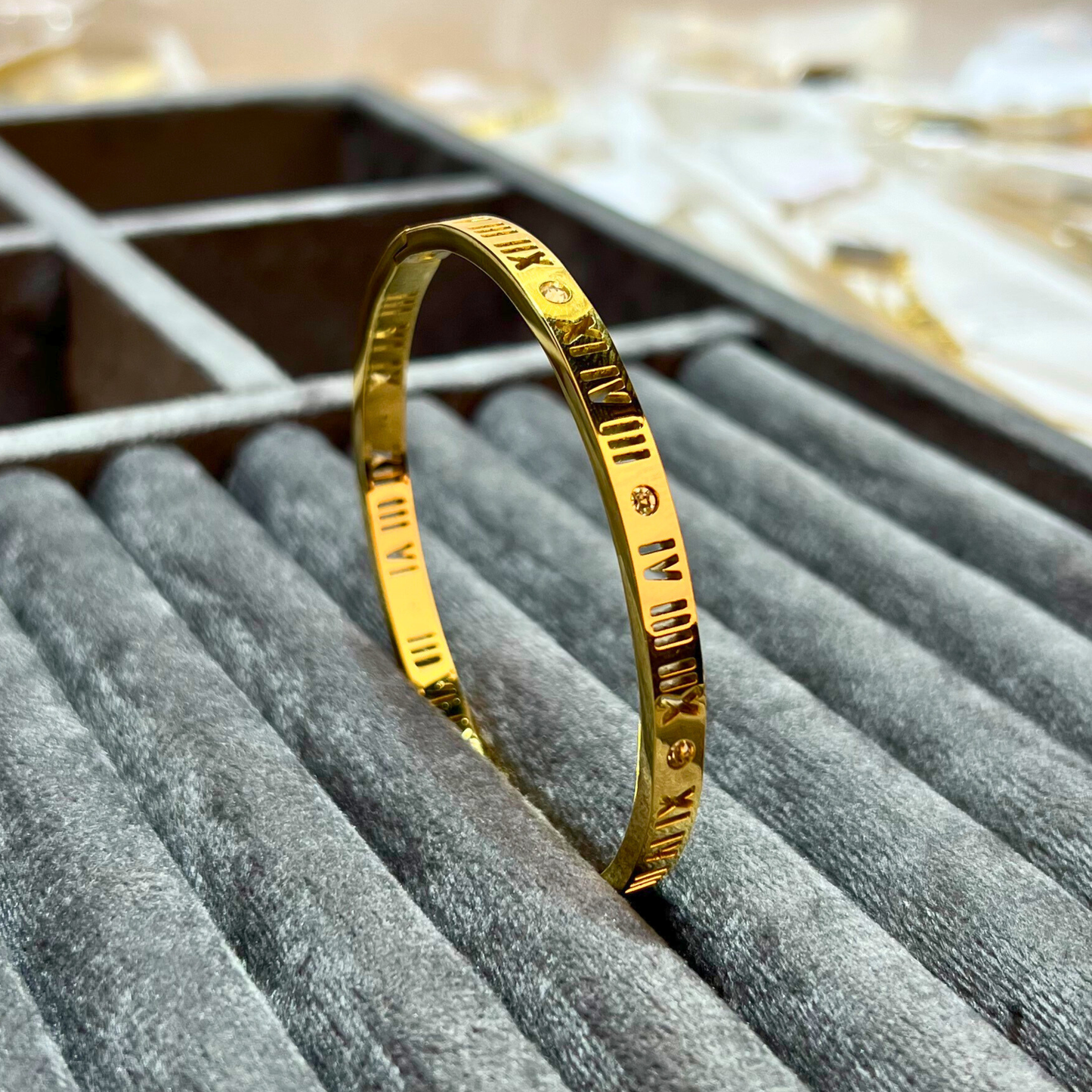 Timeless Roman Numeral Gold Bangle
