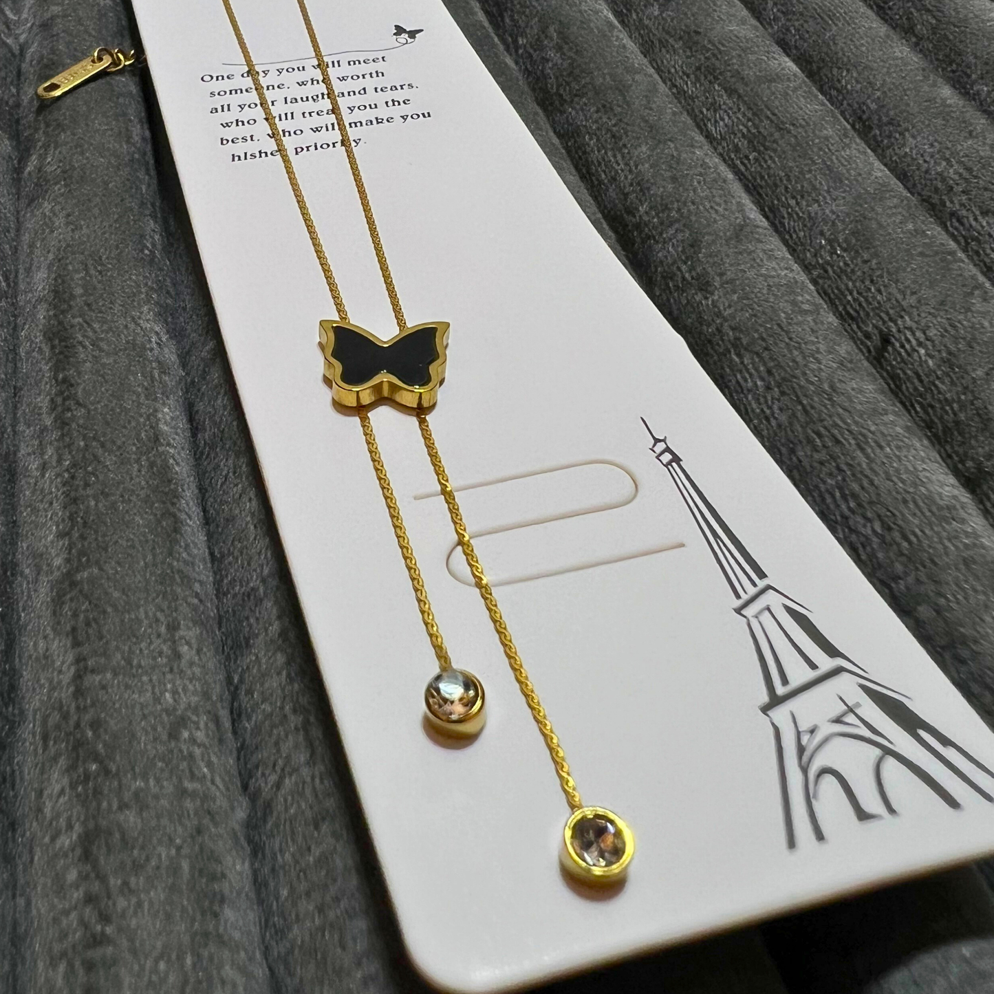 Parisian Style Butterfly Drop Necklace & Earrings Set