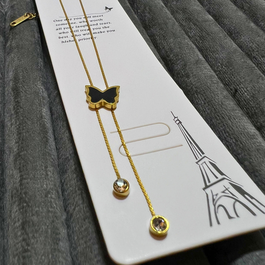 Parisian Style Butterfly Drop Necklace & Earrings Set