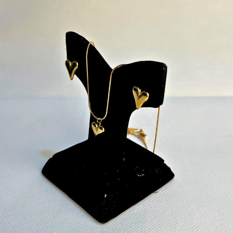 High Quality Golden Minimal Heart Jewellery Set