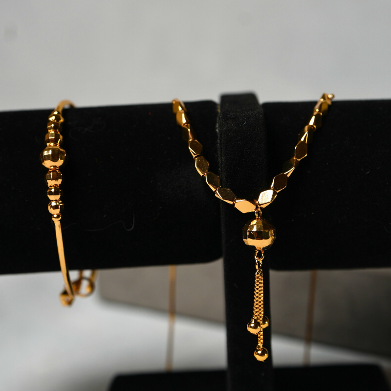Classic Golden Trio Set - Necklace, Bracelet & Earrings