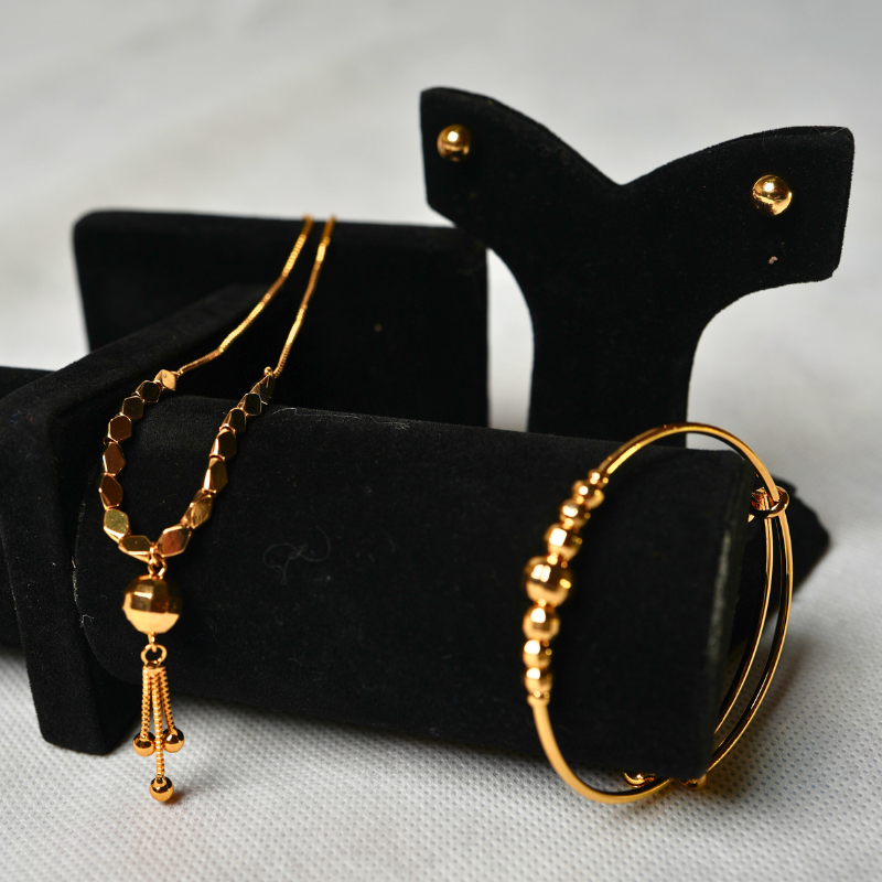 Classic Golden Trio Set - Necklace, Bracelet & Earrings