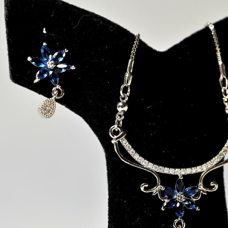 Stunning Party Wear Set - Blue Stone & Silver