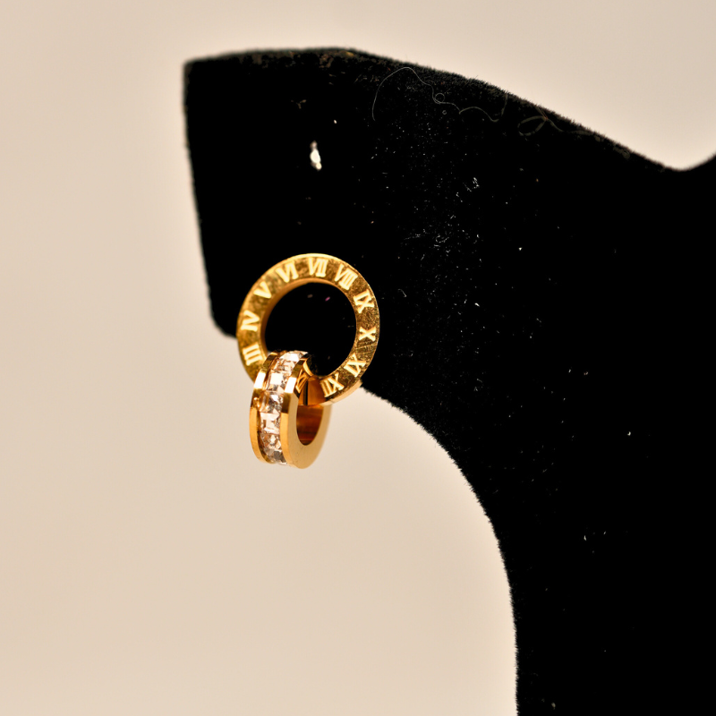 Chic Golden Roman Numeral Earrings