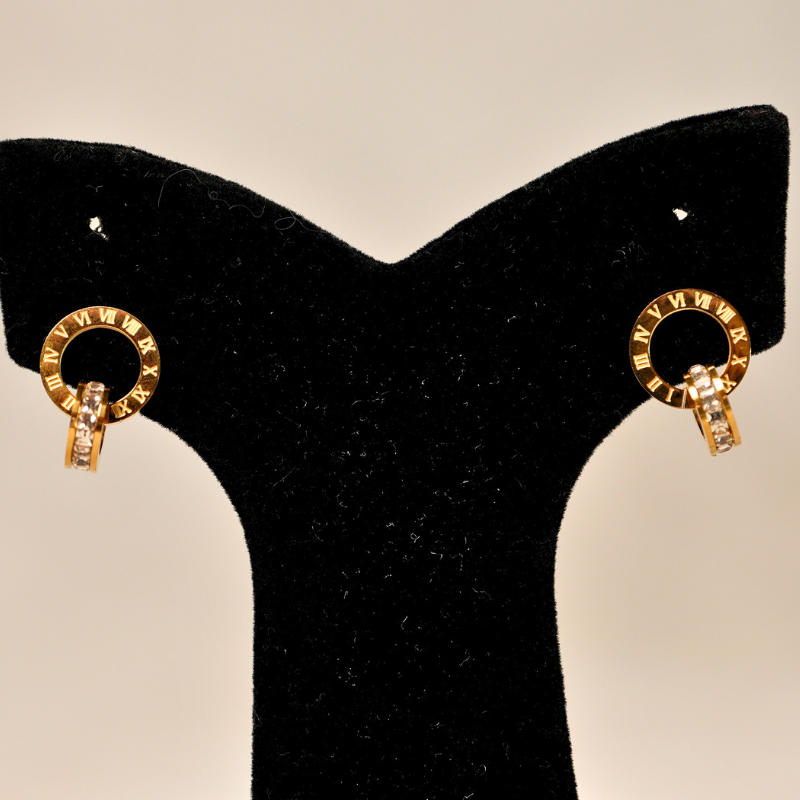 Chic Golden Roman Numeral Earrings
