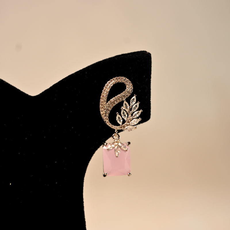 Elegant Paisley Drop Earrings with Rectangular Stone (Available in 3 Colors)