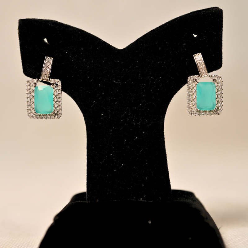 Classic Black Stone & Silver Drop Earrings - Elegant Party Wear